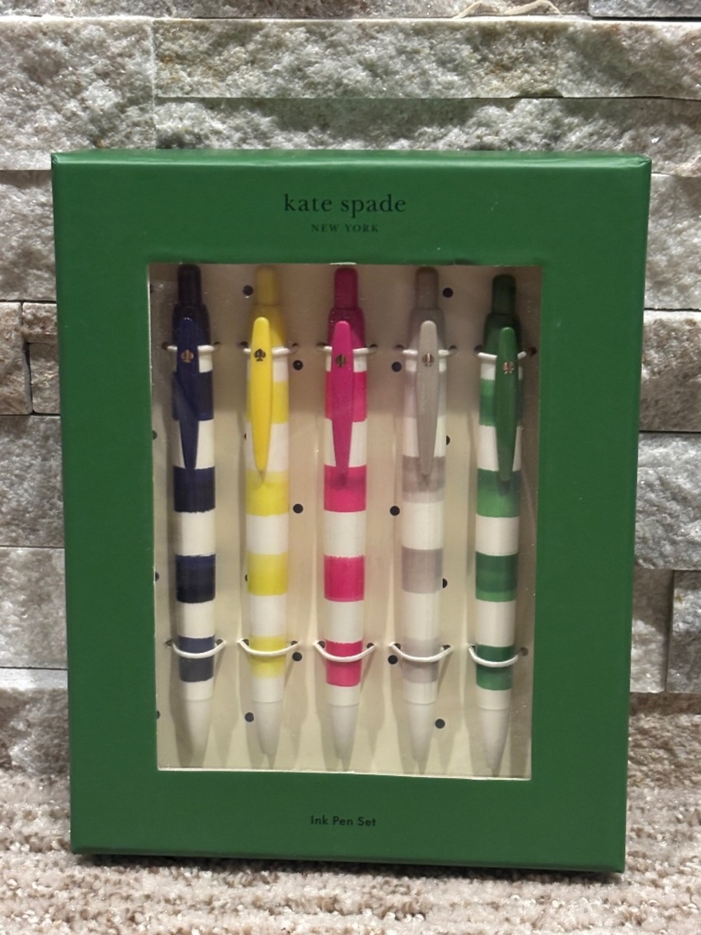Kate Spade “Rugby Stripe” Set Of 5 Pens